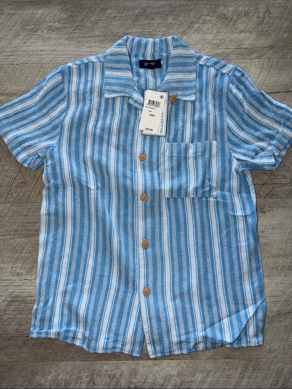 NEW Univibe Light Blue and White Striped Short-Sleeve Button-Down